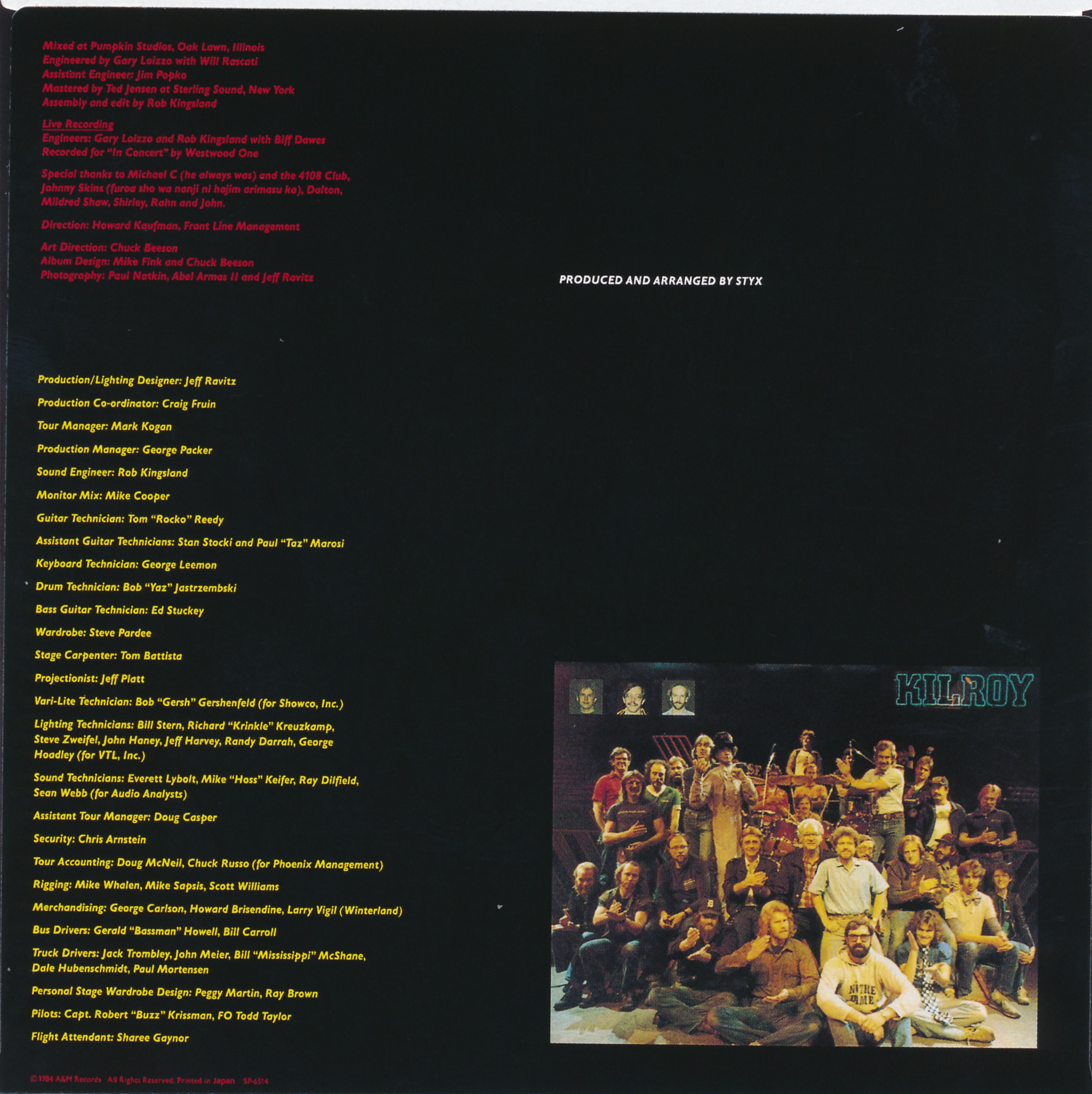 Styx  Caught In The Act : sleeve 2 ak